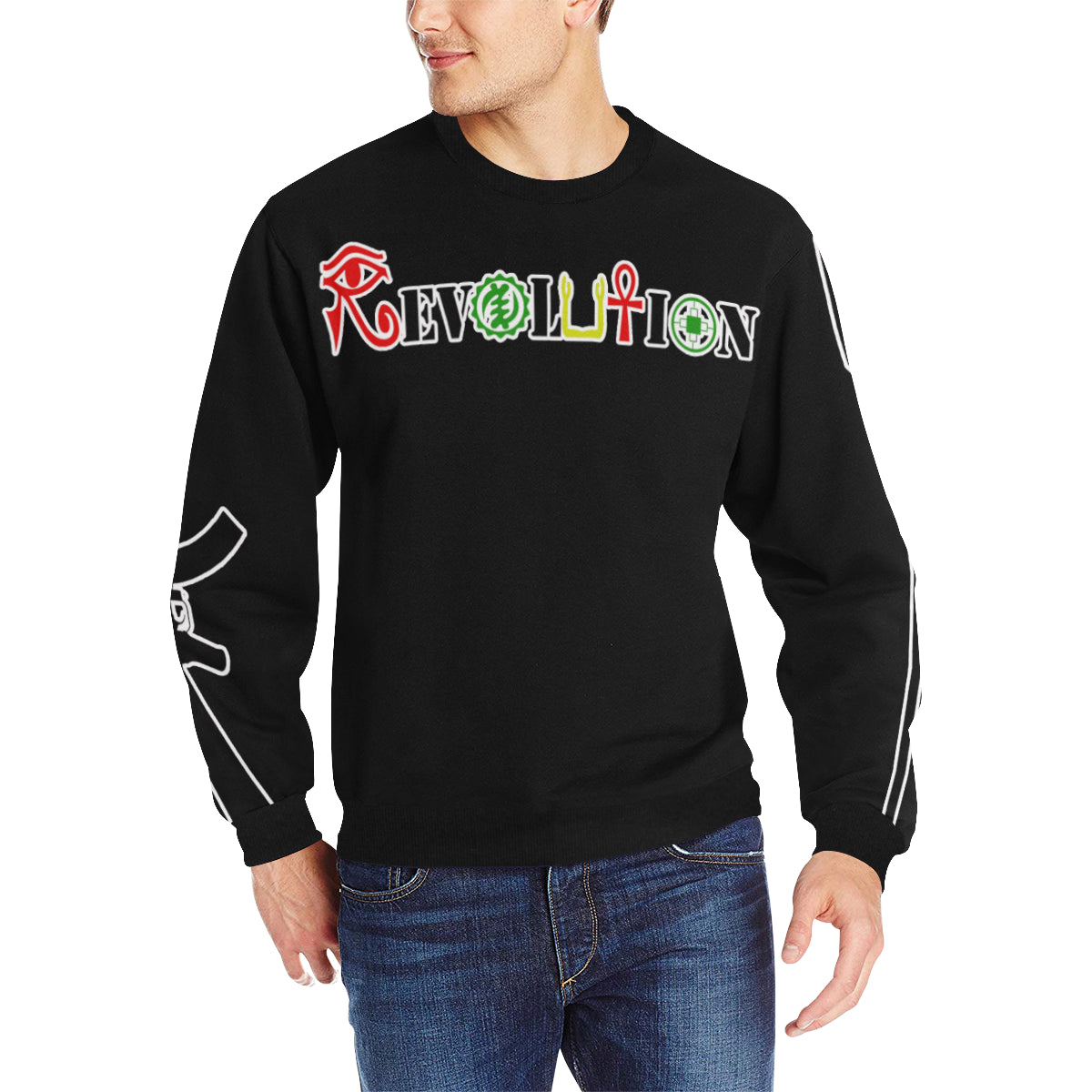 REVOLUTION BLC Men's Rib Cuff Crew Neck Sweatshirt
