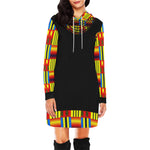 KENTE BLUE All Over Print Hoodie Mini Dress