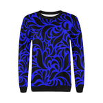 GORGIOUS LEAF BLUE Women's Rib Cuff Crew Neck Sweatshirt (Model H34)