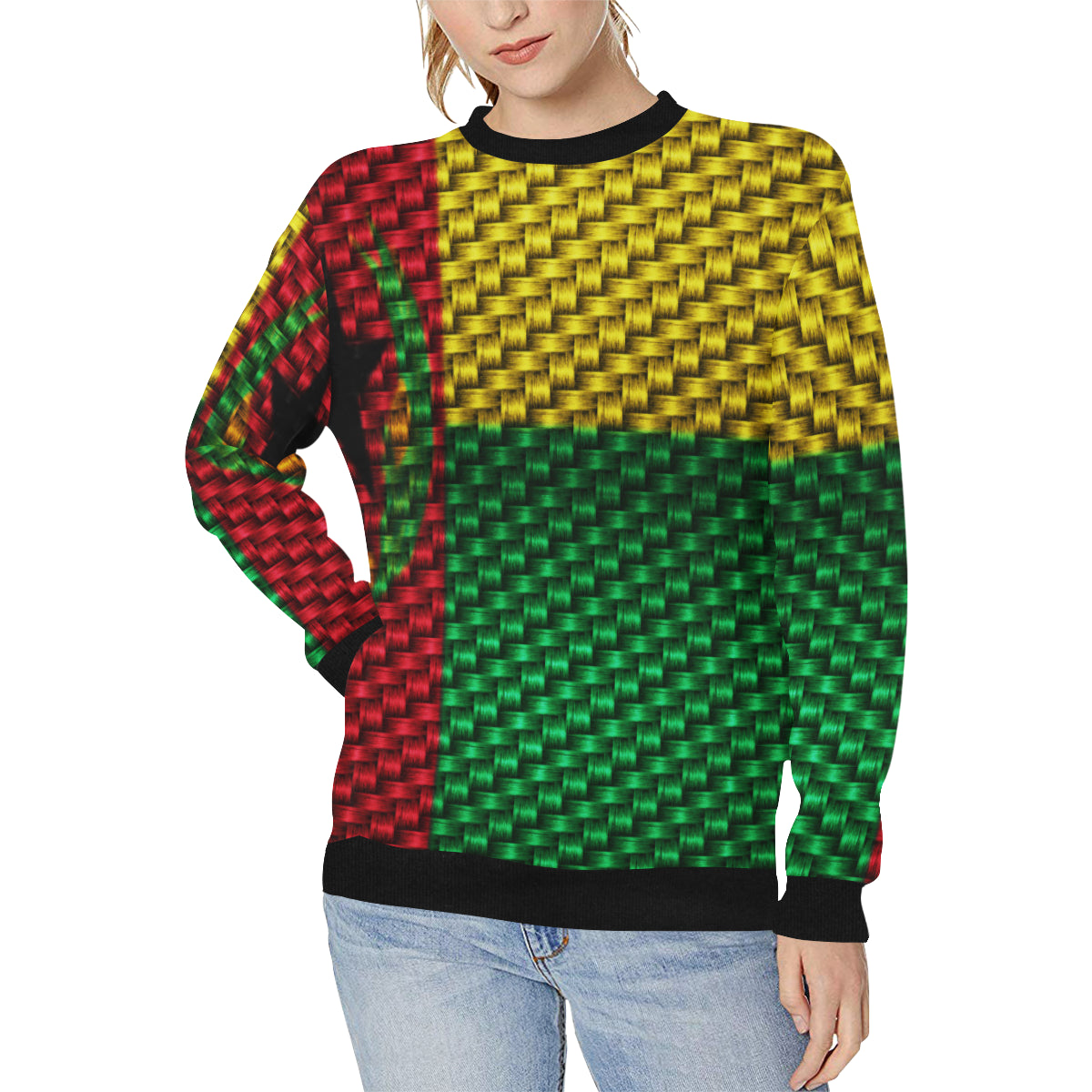 CAP VERT FLAG Women's Rib Cuff Crew Neck Sweatshirt