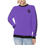 BLACC BORDER PURPLE Women's Rib Cuff Crew Neck Sweatshirt