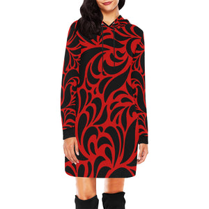 GORGIOUS LEAF RED All Over Print Hoodie Mini Dress