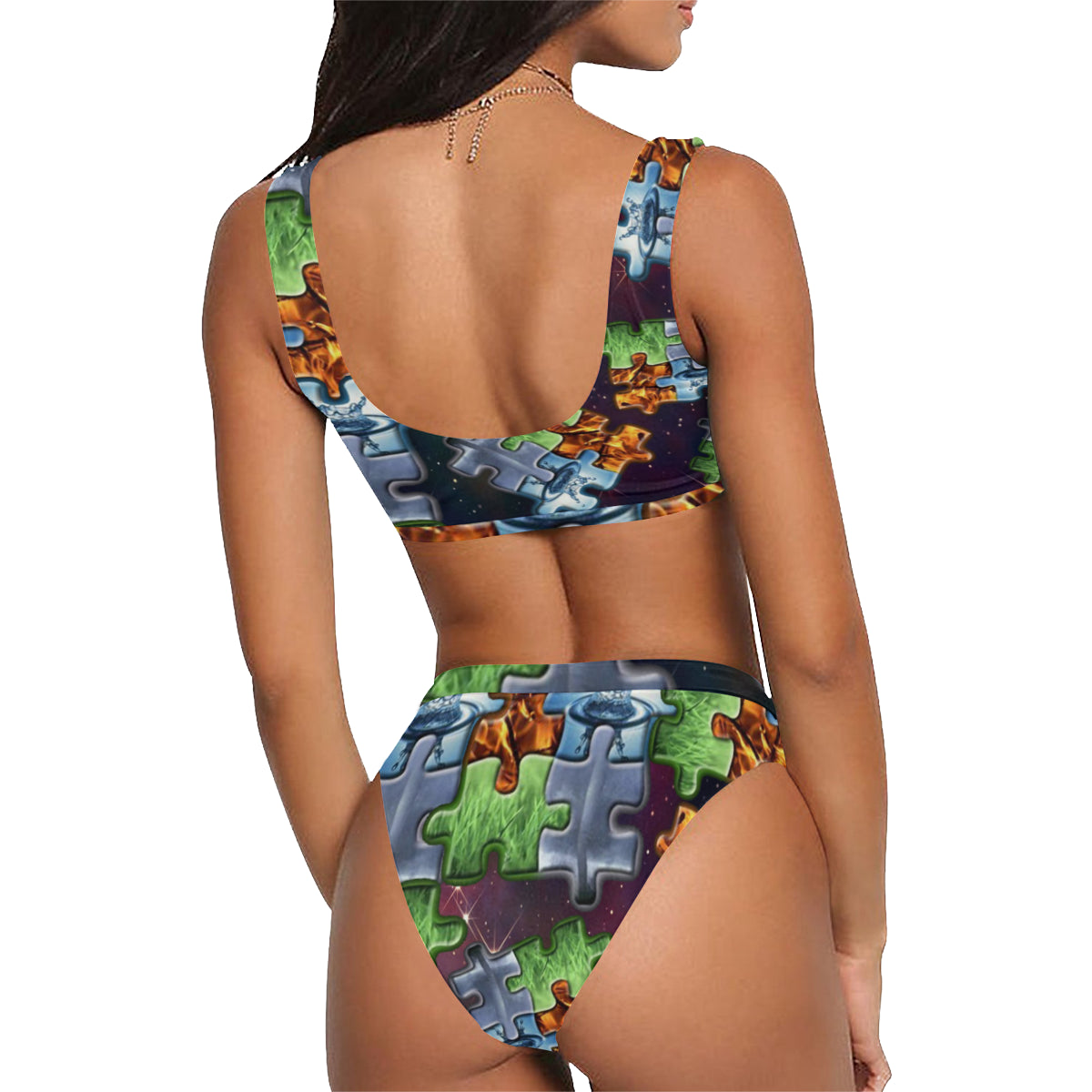 4elements puzzle Sport Top & High-Waisted Bikini swimsuit
