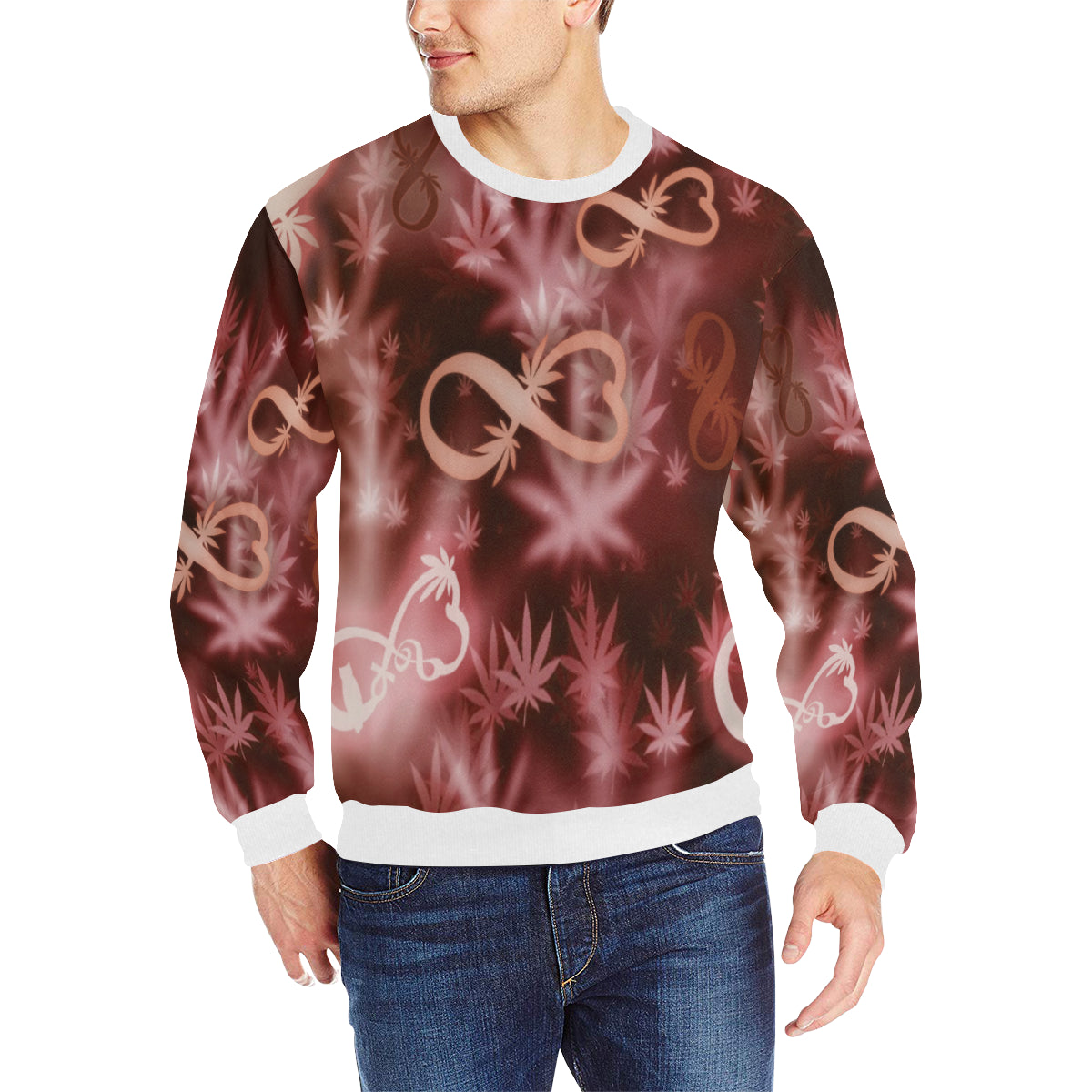 INFINITY RED COSMOS Men's Rib Cuff Crew Neck Sweatshirt
