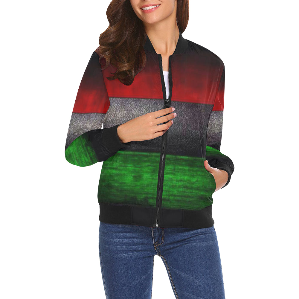RBG GRUNGE All Over Print Bomber Jacket for Women (Model H19)