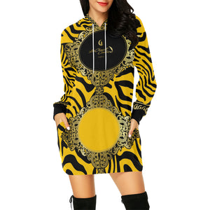 PRIVILEGE YLW All Over Print Hoodie Mini Dress