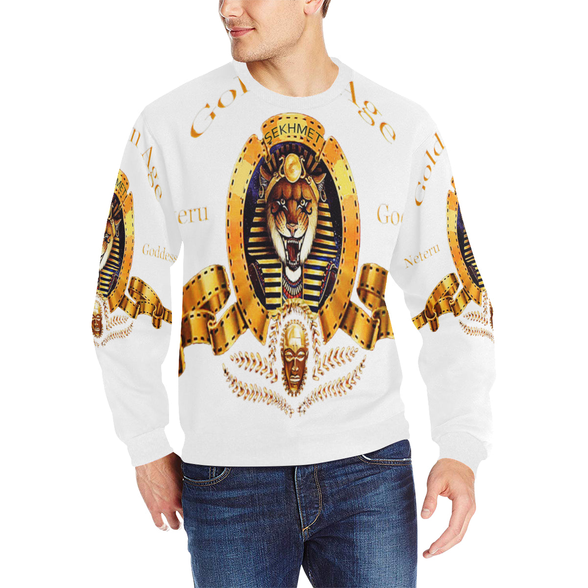 SEKHMET GODDESS Men's Rib Cuff Crew Neck Sweatshirt