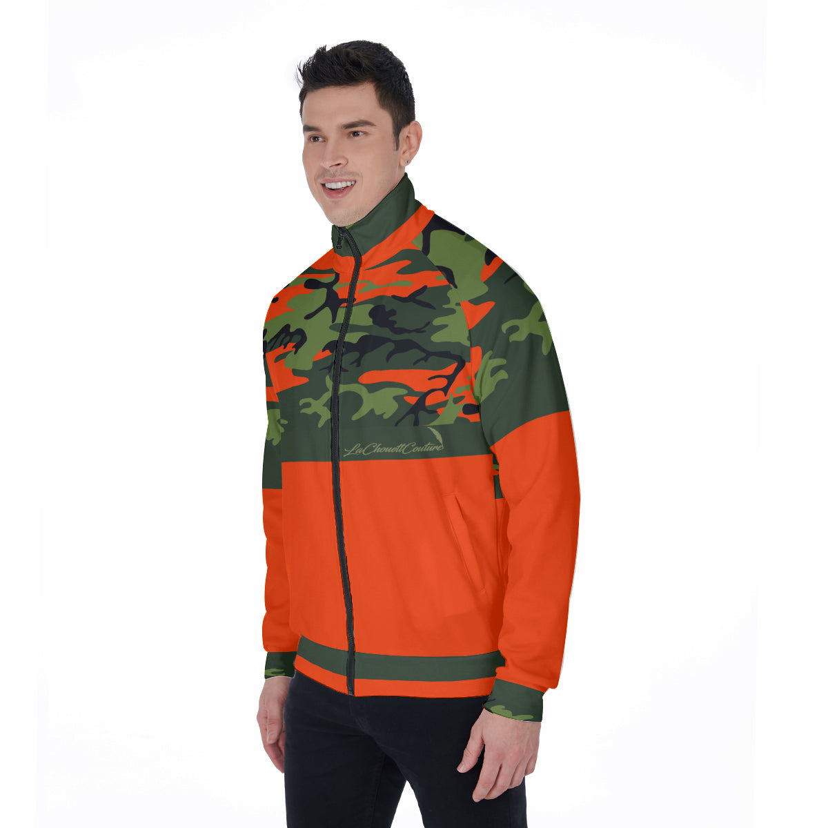 CAMOUFLAGE KAKI Stand Collar Jacket