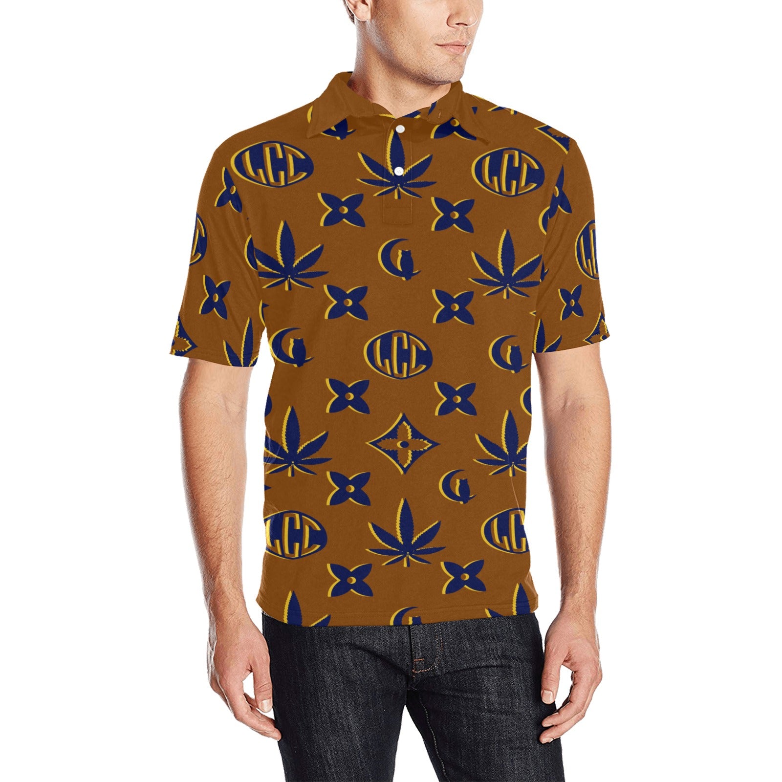 LCC WEEDY COLORS Men's All Over Print Polo Shirt