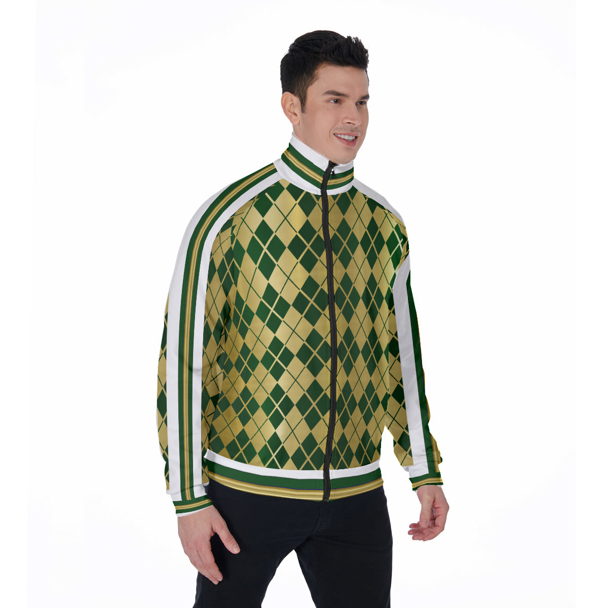 ARLEQUIN GREEN  Stand Collar Jacket