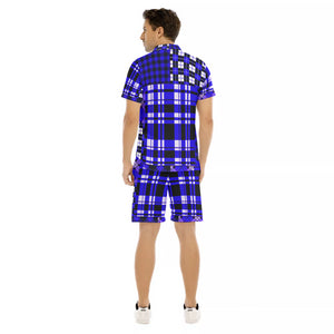 FLEXIN PLAID BLUE Men's Short Sleeve Shirt Sets