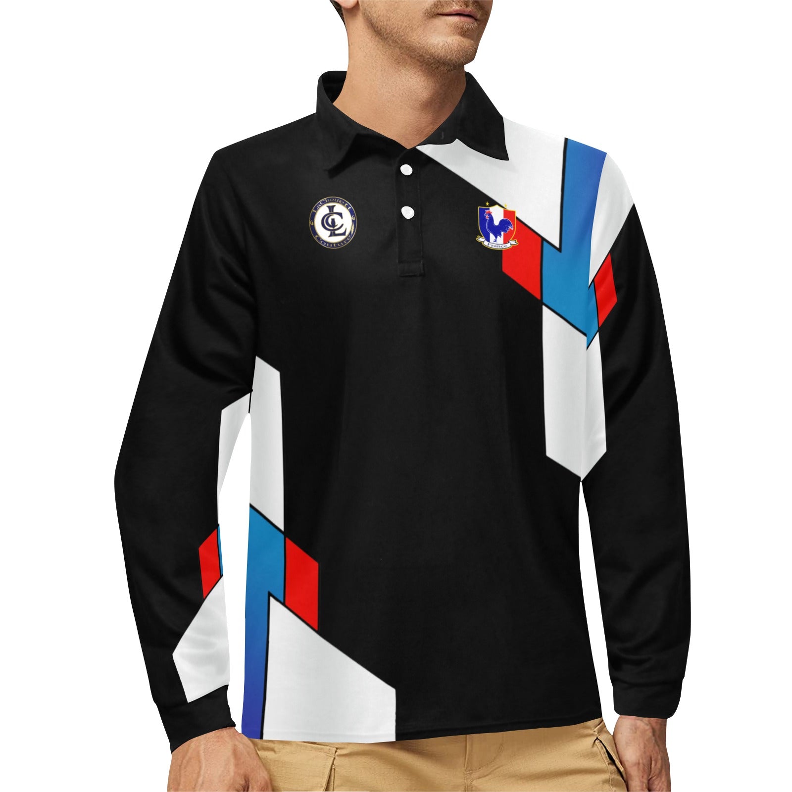 FRANCE Men's Long Sleeve Polo Shirt