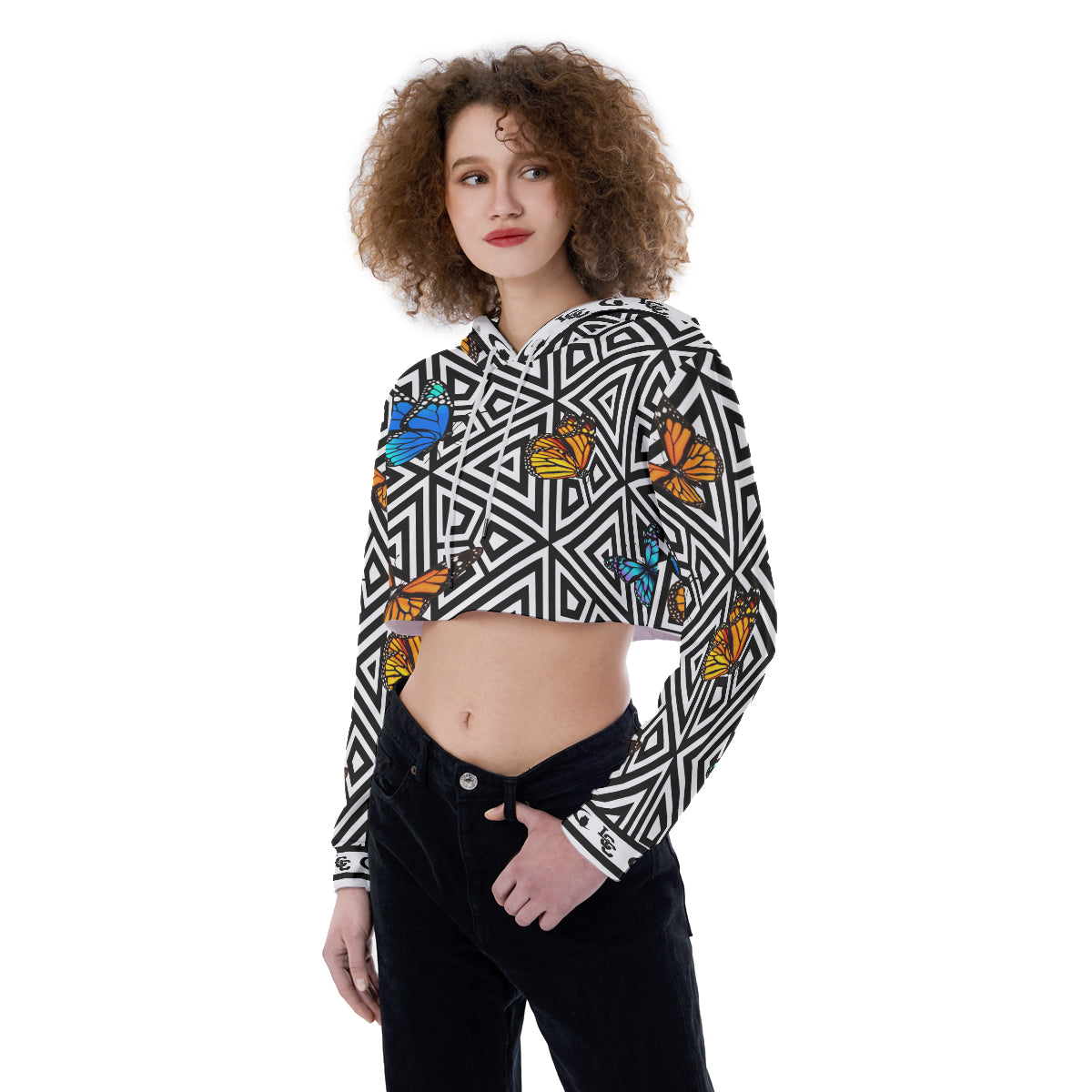 BUTTERFLY Women's Crop Top Hoodie