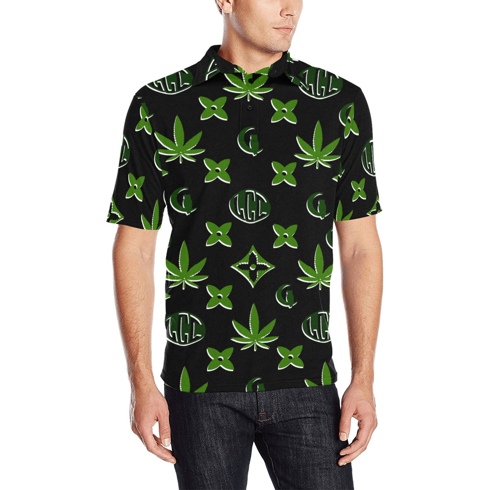 LCC WEEDY COLORS Men's All Over Print Polo Shirt