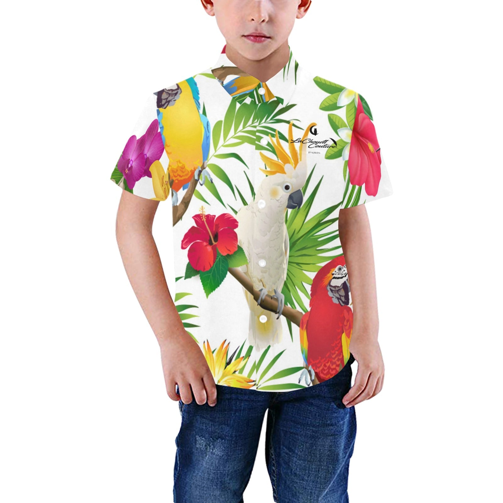 EXOTIC STYLE Boys' All Over Print Short Sleeve Shirt