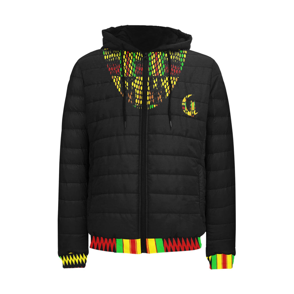 KENTE RASTA STRASS PADDED HOODIE JACKET Men's Padded Hooded Jacket