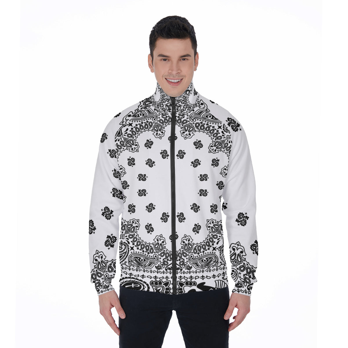 BANDANA WHT Stand Collar Jacket