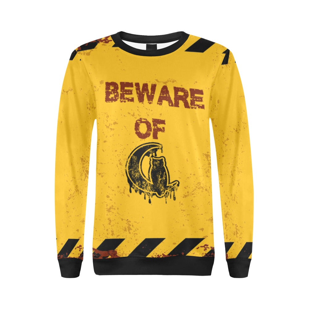 BEWARE All Over Print Crewneck Sweatshirt for Women