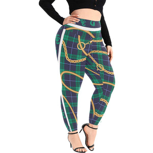 PLAID IN GOLD Plus Size High Waist Leggings