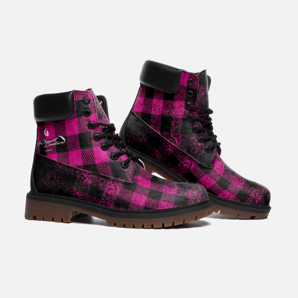 DUSTY PLAID GRAPE Casual Leather boots TB