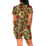 RED ROSES GOLD Women's Short Yoga Set