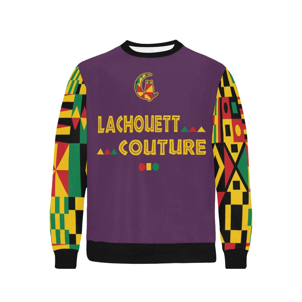 KENTE BUTAN Men's Rib Cuff Crew Neck Sweatshirt