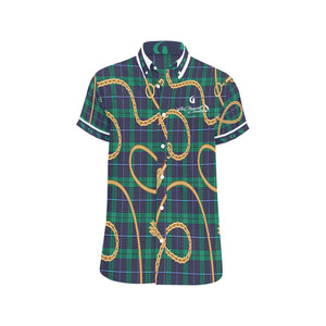 PLAID IN GOLD Men's All Over Print Short Sleeve Shirt