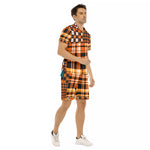 FLEXIN PLAID ORANGE Men's Short Sleeve Shirt Sets