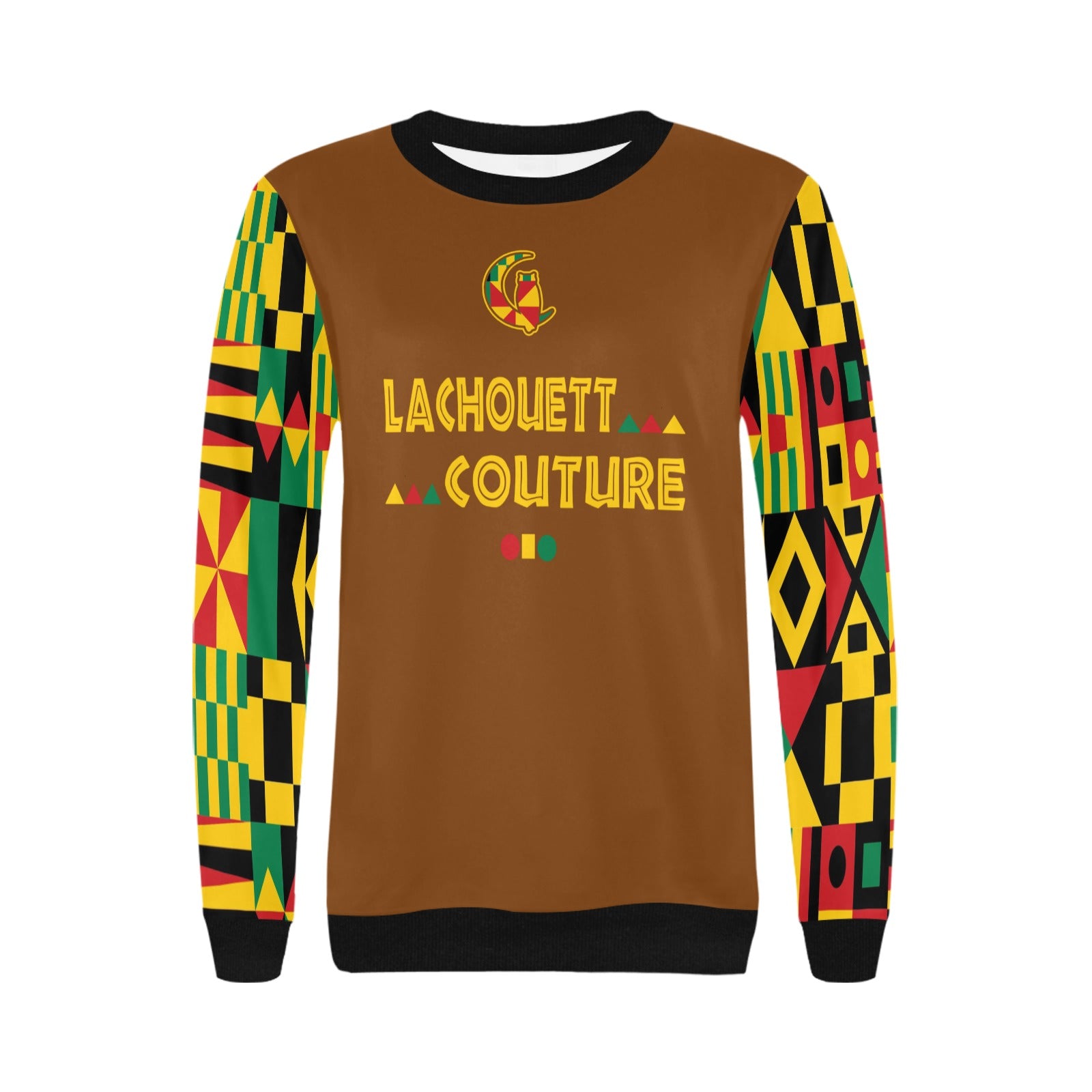 KENTE BUTAN Women's Rib Cuff Crew Neck Sweatshirt