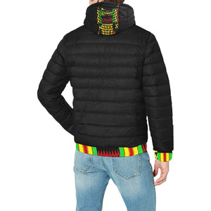 KENTE RASTA STRASS PADDED HOODIE JACKET Men's Padded Hooded Jacket