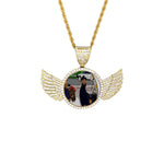ANGEL OF THE HOOD Wings Gold Photo Pendant with Rope Chain