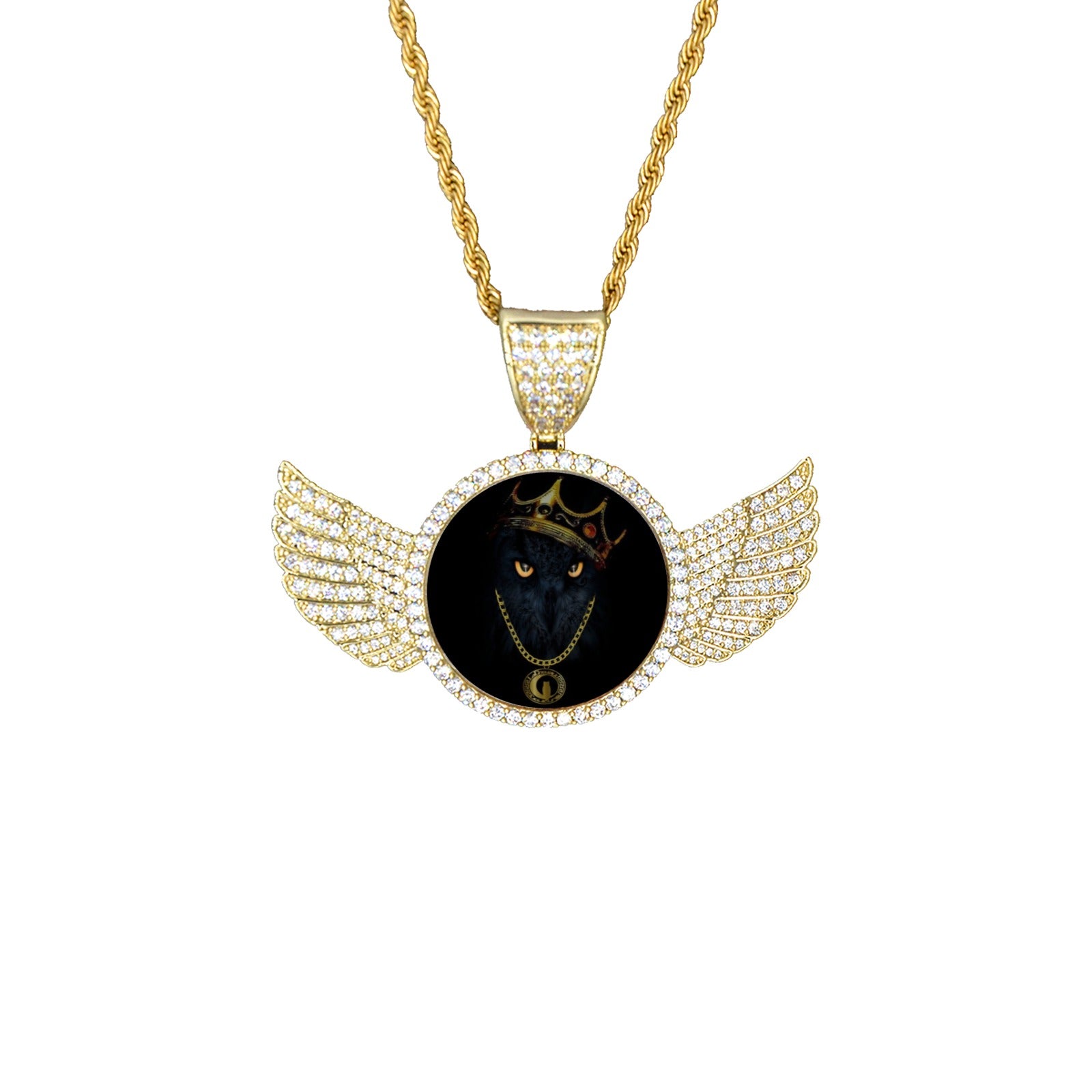 LaChouett king Wings Gold Pendant with Rope Chain
