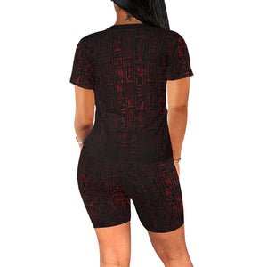 HIEROGLYPH RED Women's Short Yoga Set