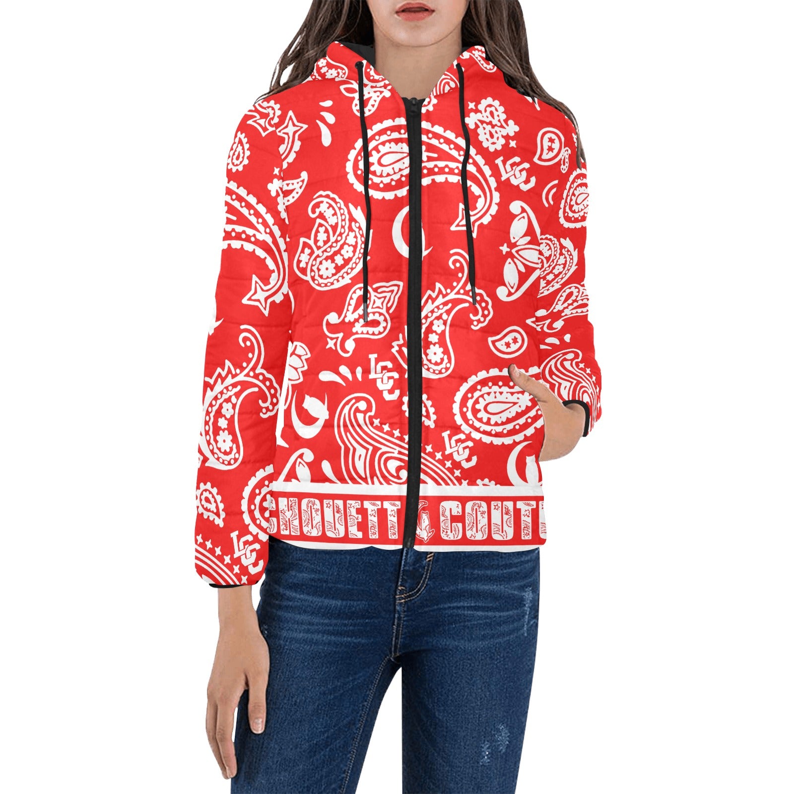 BANDANA PAISLEY Women's Padded Hooded Jacket