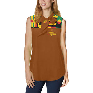 KENTE BUTAN Women's Bow Tie V-Neck Sleeveless Shirt