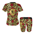 RED ROSES GOLD Women's Short Yoga Set