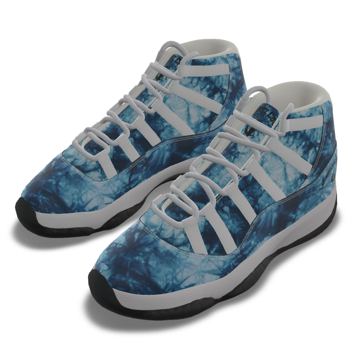TIE DYE BLUE Men's High Top Basketball Shoes