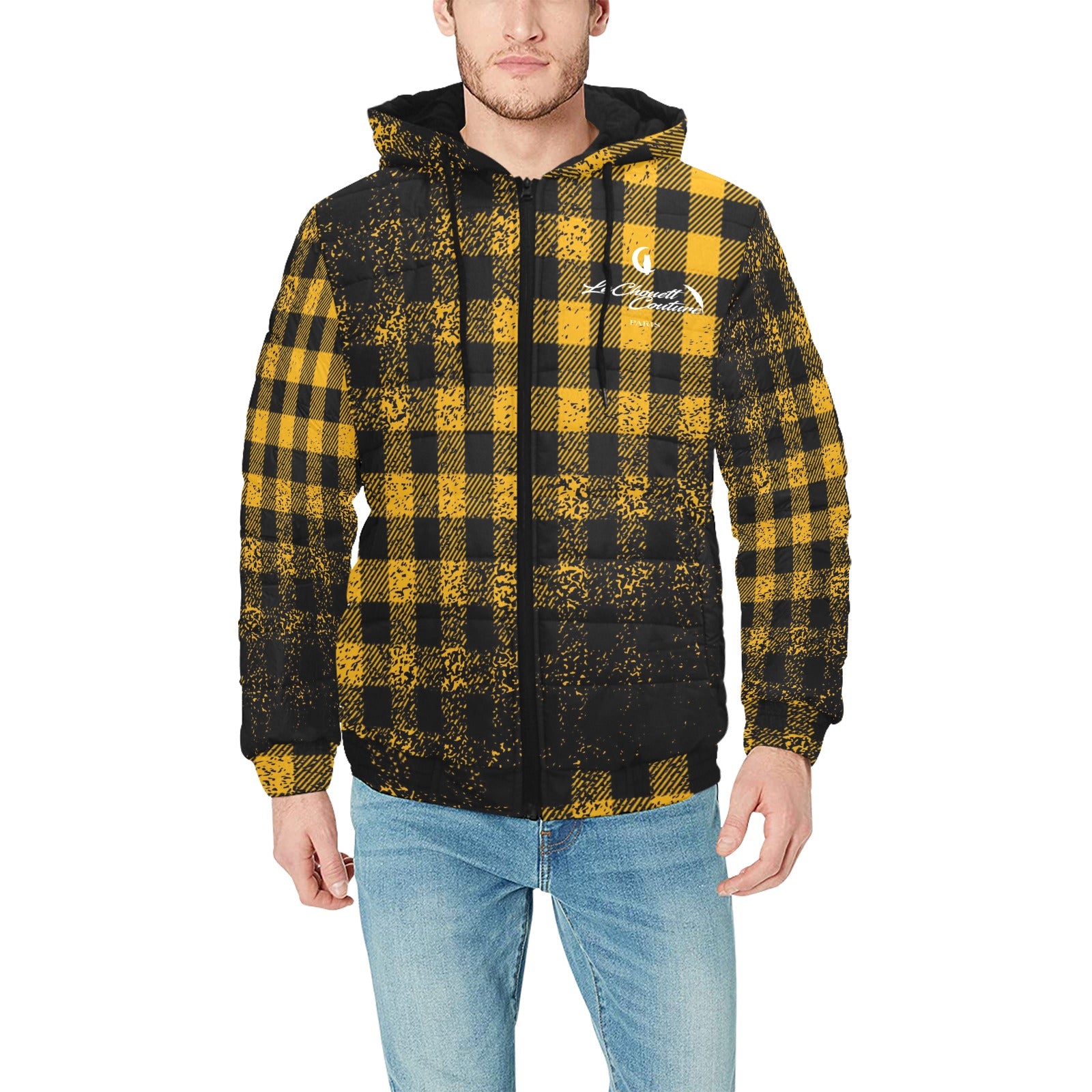 DUSTY PLAID Men's Padded Hooded Jacket