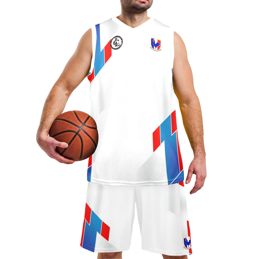 FRANCE Men's V-Neck Basketball Uniform