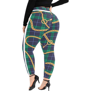 PLAID IN GOLD Plus Size High Waist Leggings