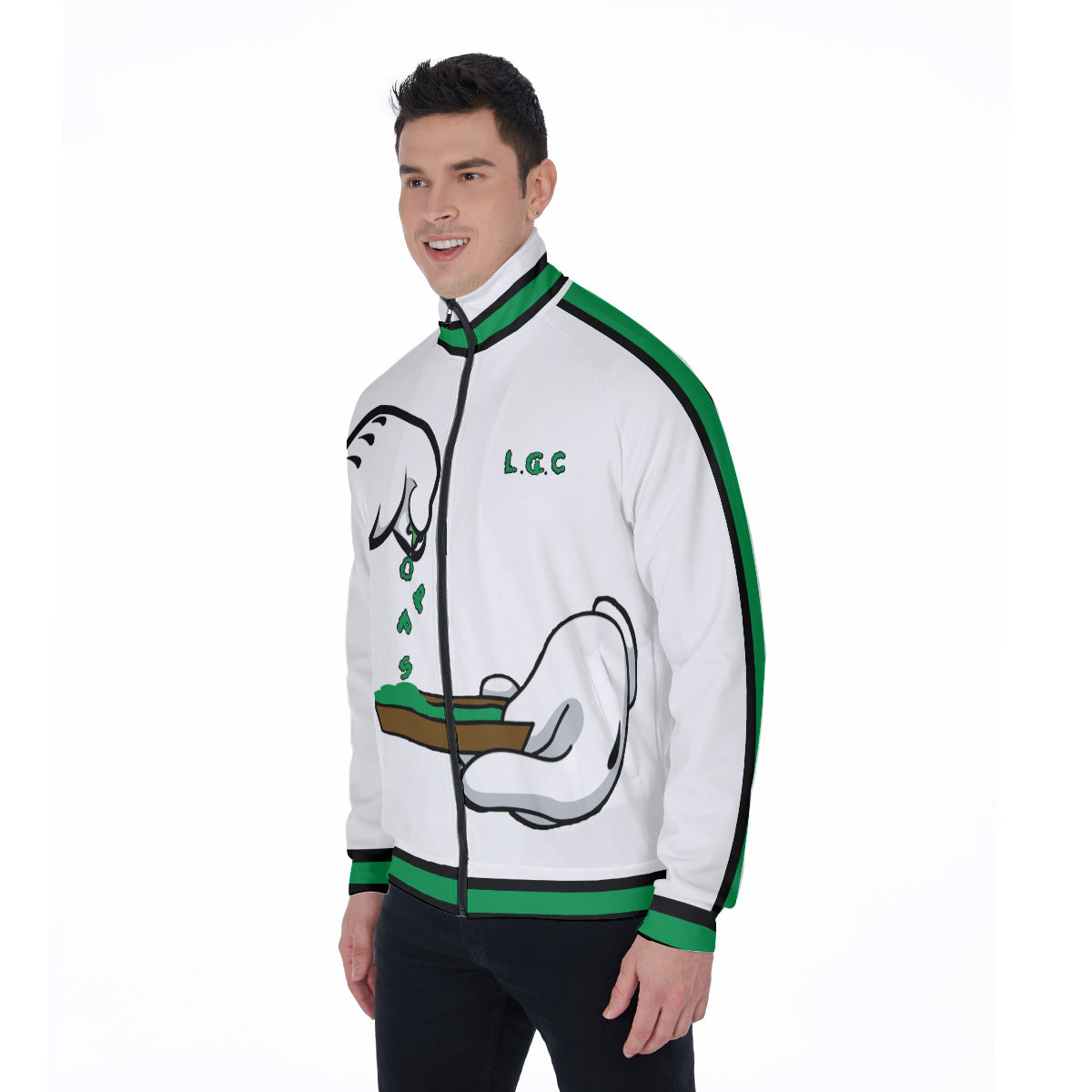 BURN THE OPPS WHT Stand Collar Jacket