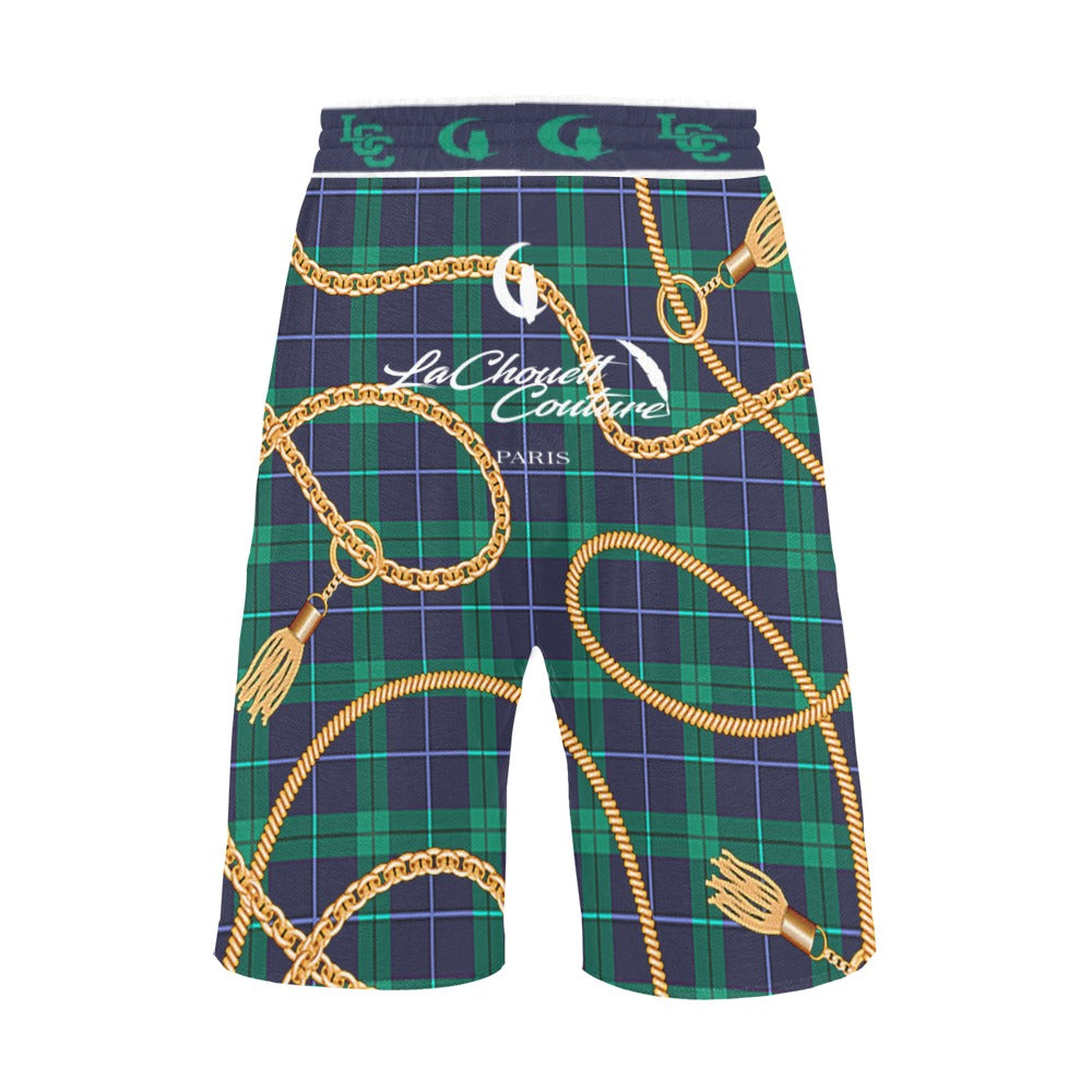 PLAID IN GOLD Men's All Over Print Casual Shorts