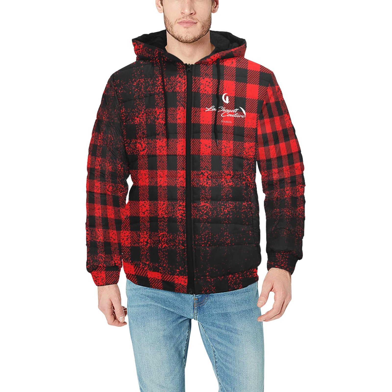 DUSTY PLAID Men's Padded Hooded Jacket