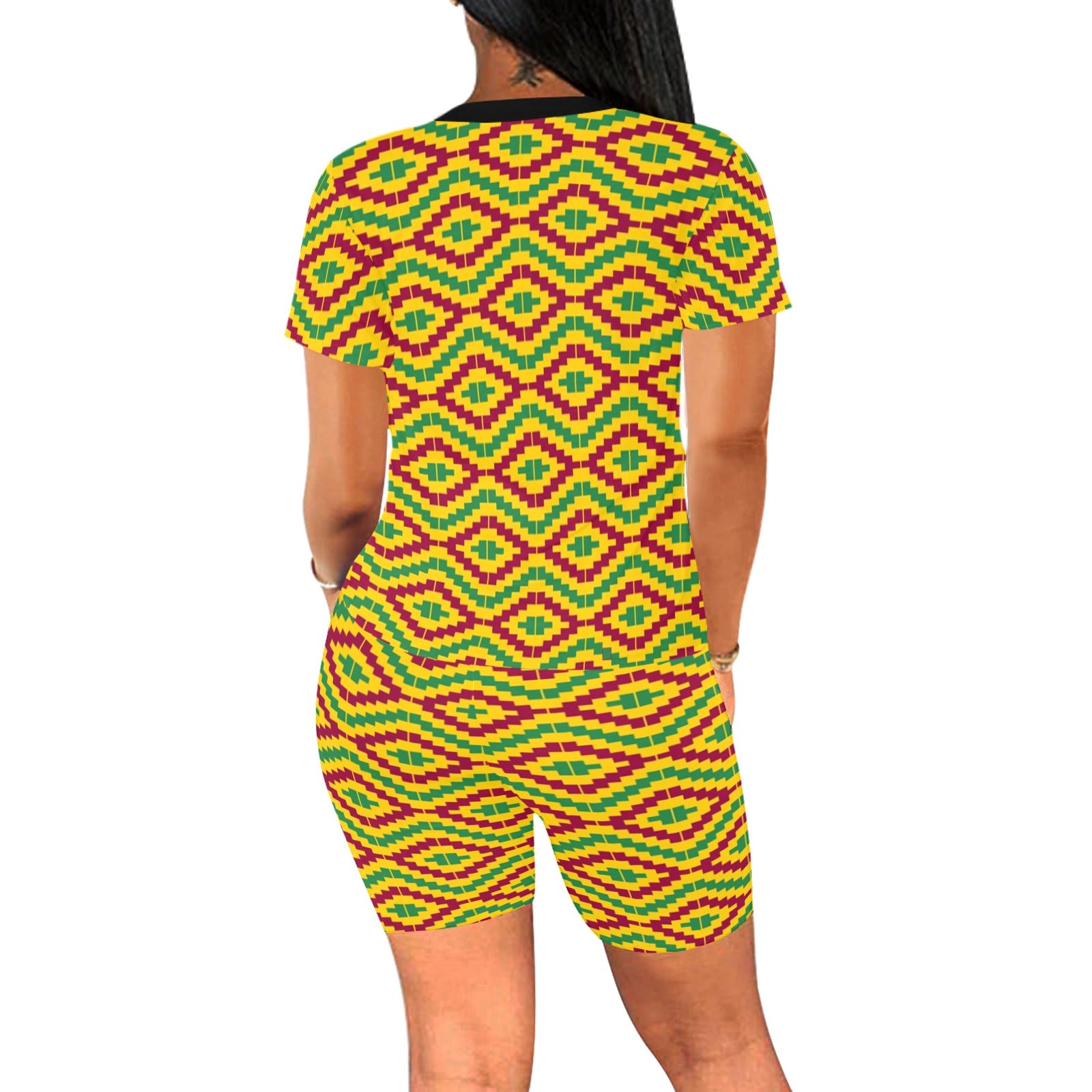 KENTE FRACTAL Women's Short Yoga Set