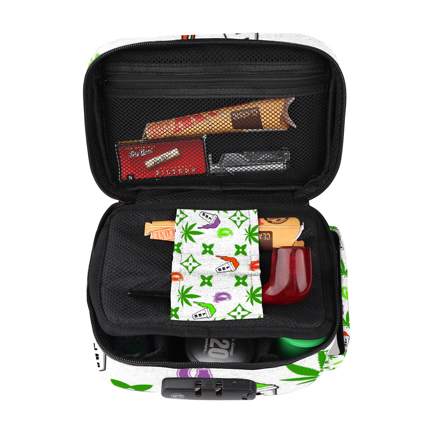 LEAN BACC Bags Combination Lock Active Charcoal Cigar Bag Zipper Closure