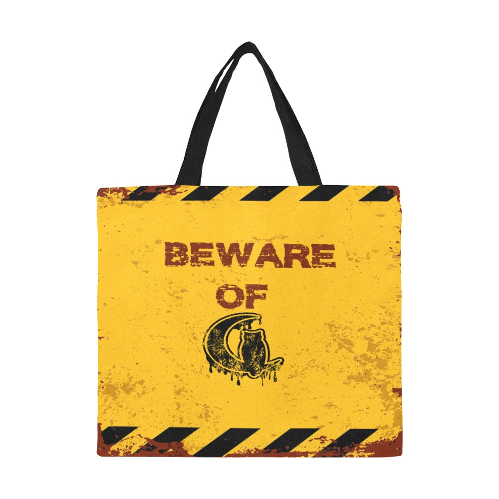 BEWARE All Over Print Canvas Tote Bag/Large