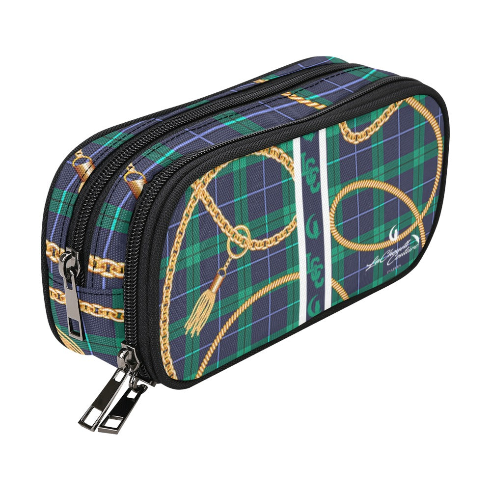 PLAID IN GOLD Pencil Pouch/Large