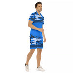 CAMOUFLAGE BLUE Men's Short Sleeve Shirt Sets