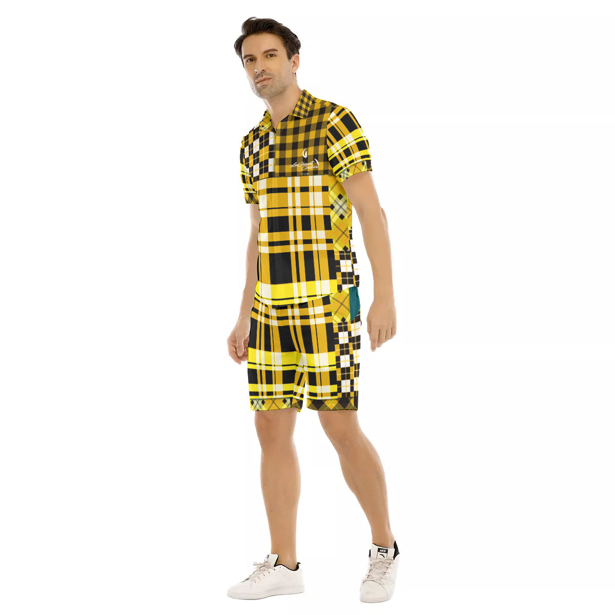FLEXIN PLAID YLW Men's Short Sleeve Shirt Sets