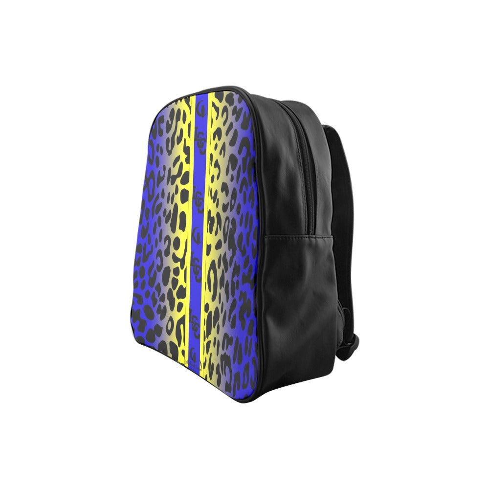 JAGUAR SKIN BLUE School Backpack (Medium)